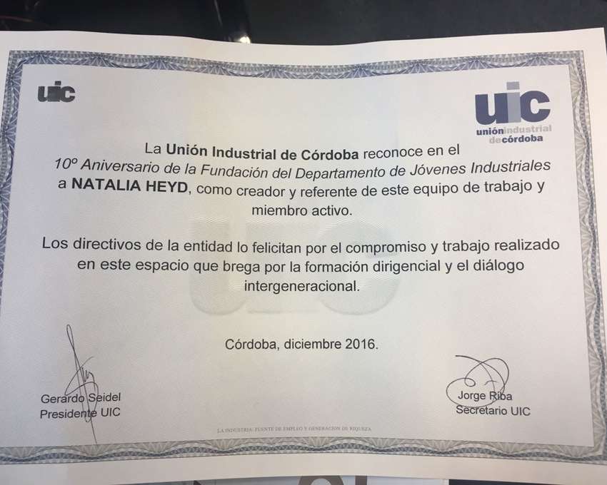 Renovación de autoridades en el Departamento Jovenes de la Unión Industrial de Córdoba