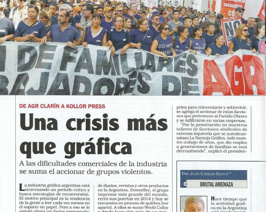 FAIGA – Alerta por violencia para-sindical sumada al difícil momento productivo del sector gráfico