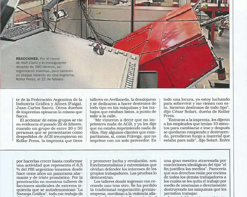 FAIGA – Alerta por violencia para-sindical sumada al difícil momento productivo del sector gráfico