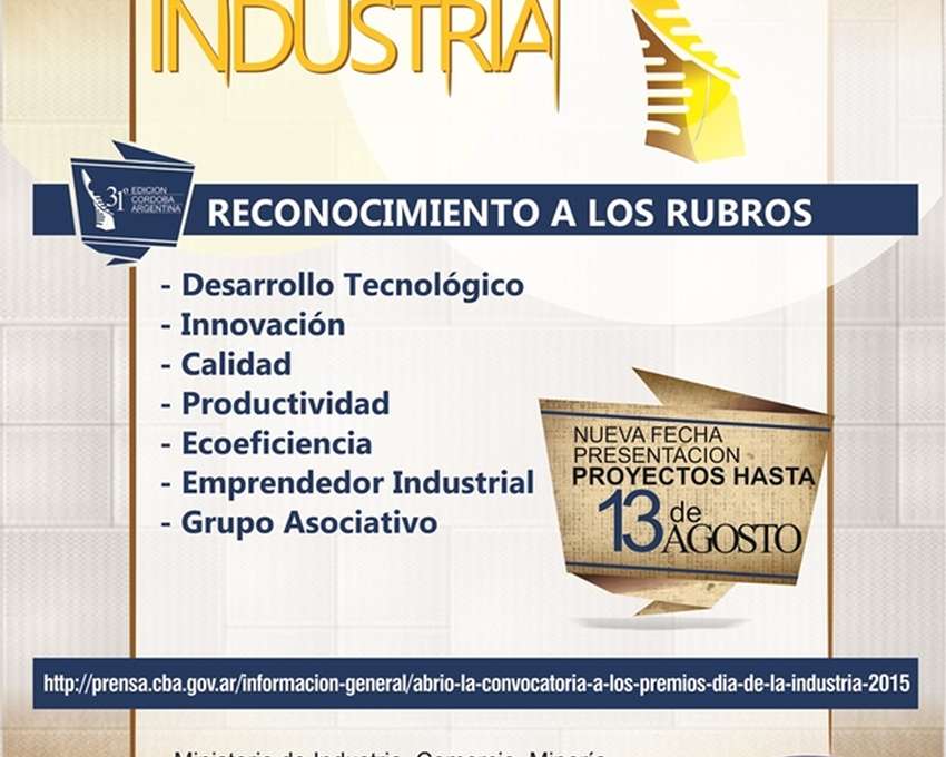 Premios Día de la Industria: nuevo plazo para presentar proyectos